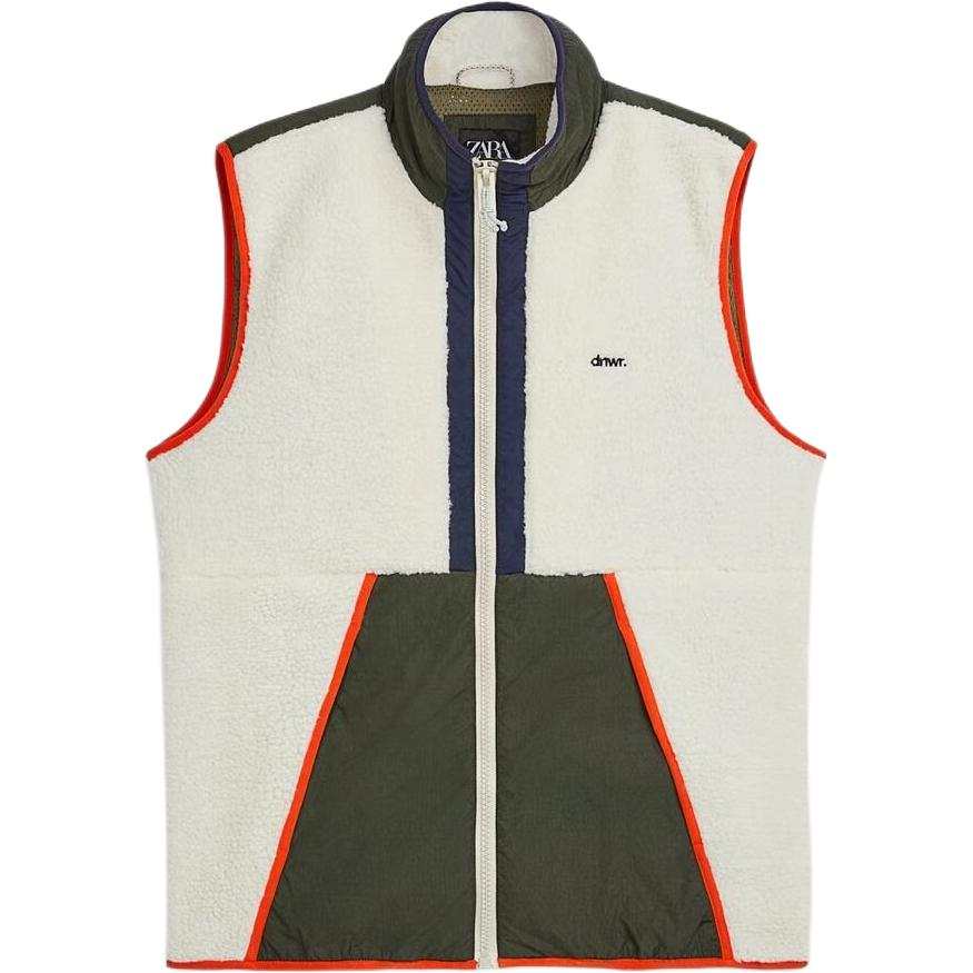 ZARA Vests Men's Beige Stand Collar Other