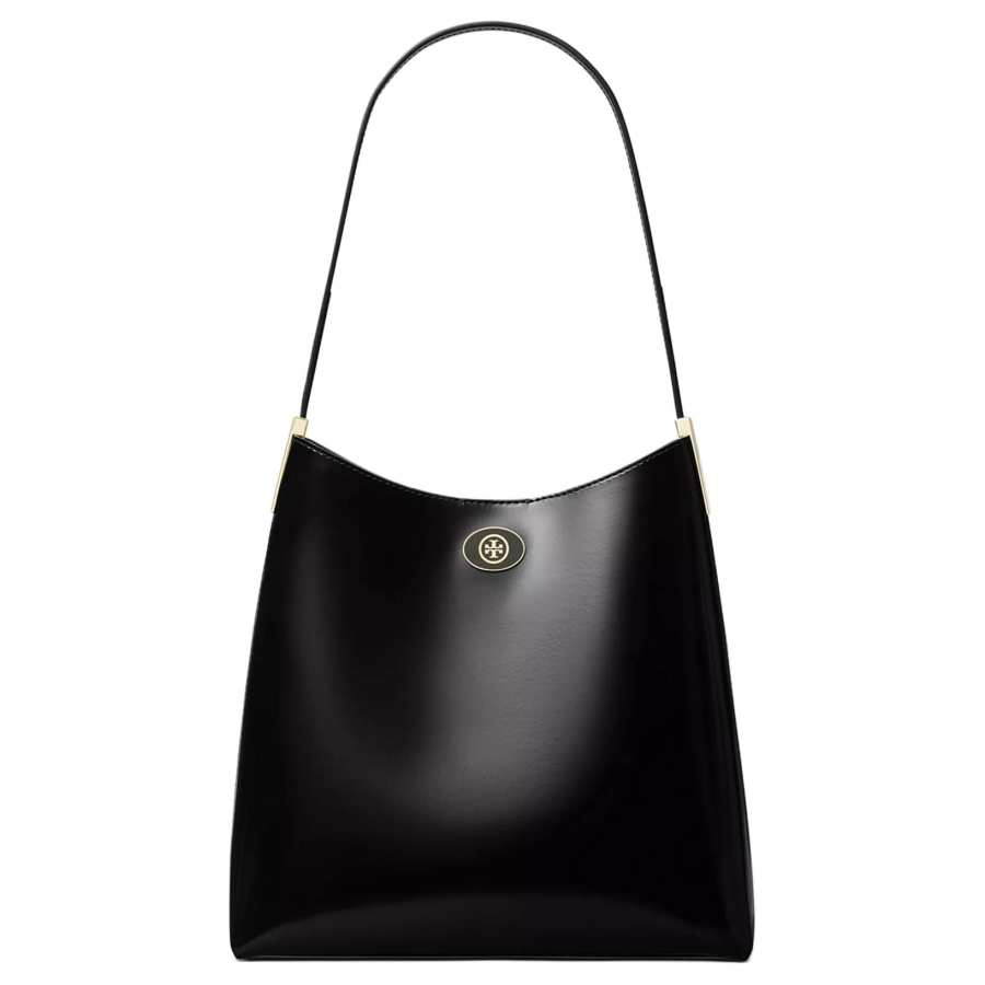 TORY BURCH Robinson Leather HOBO Shoulder Bag Medium Women's Black