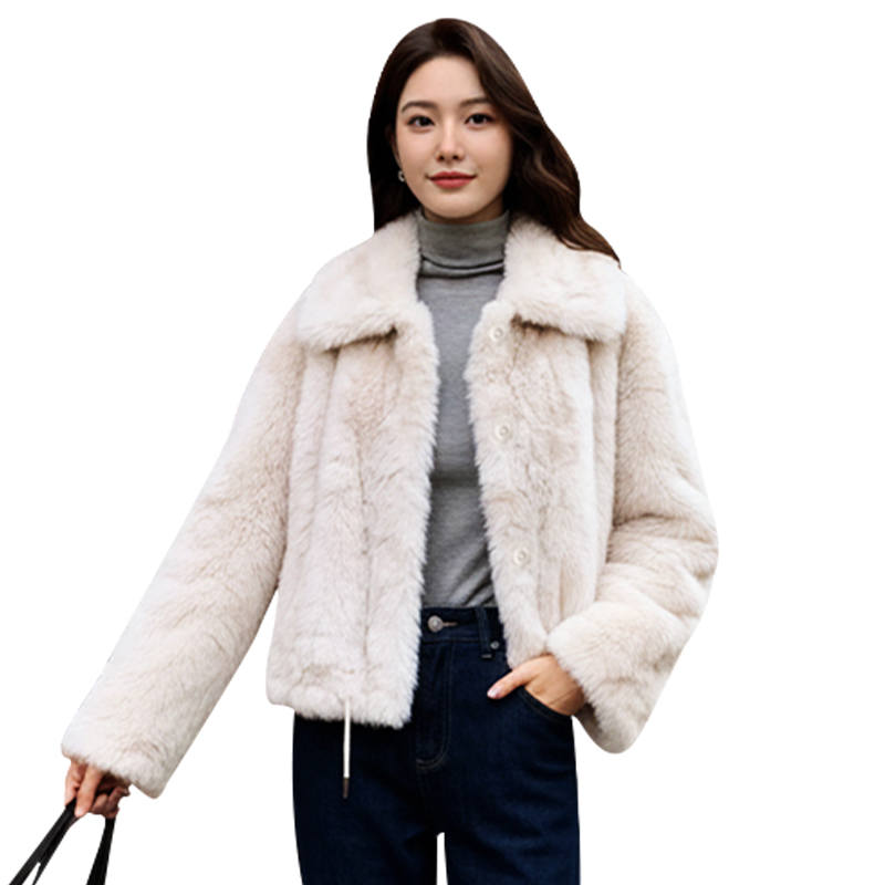 MIIOW Furs Women's Lapel Thickened And Fleece Lined