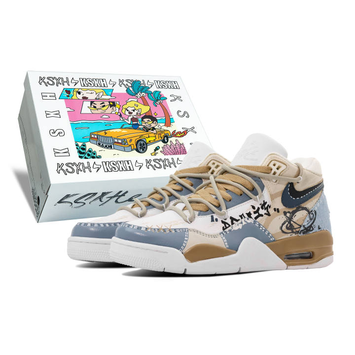 Nike Nike Flight Legacy Abrasion Resistant Mid top Vintage Basketball Shoes Unisex Blue Brown