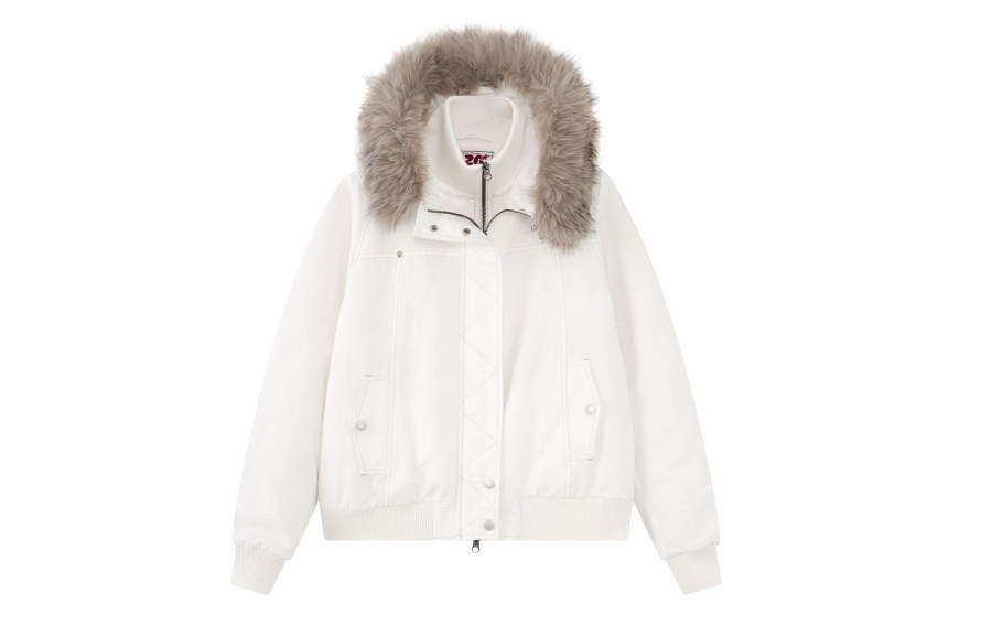 F426 F426 Puffer Jackets Unisex White Hooded Thickened Puffer Jacket