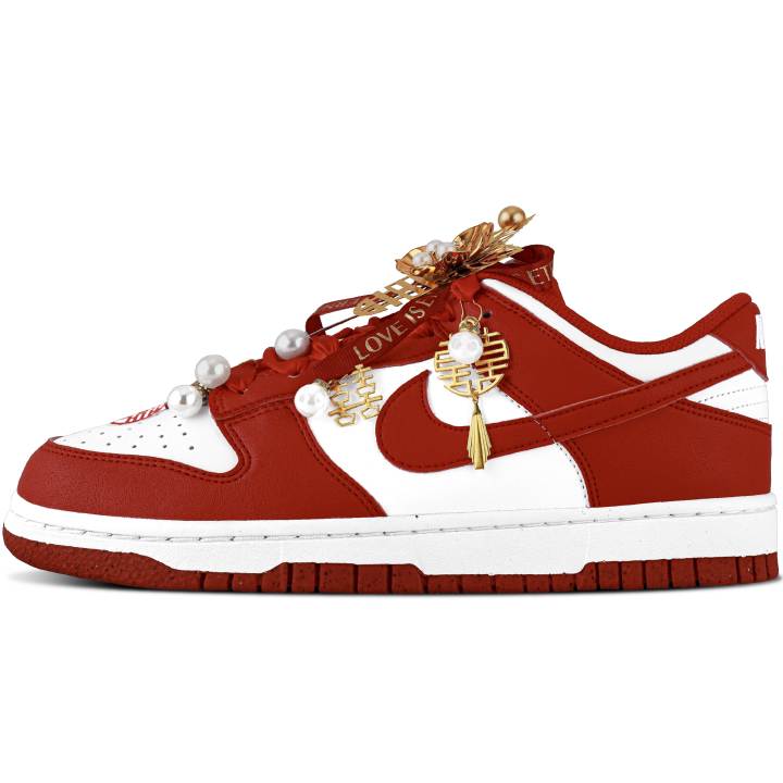 Nike Nike Dunk Wear resistant And Lightweight Low top Skateboard Shoes Unisex Red Gold