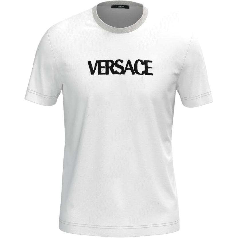 VERSACE T Shirts Men's White Crew Neck Moderate Straight Fit
