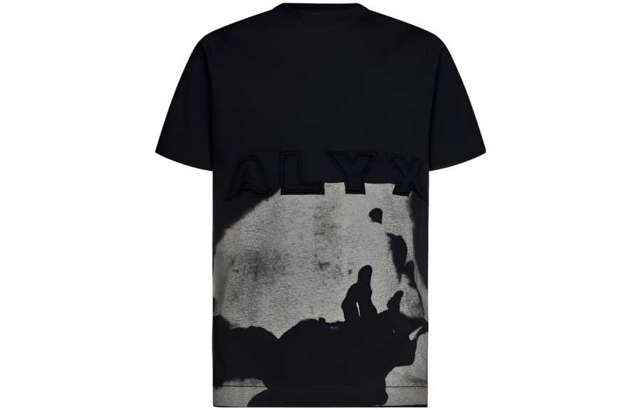 1017 ALYX 9SM T Shirts Men's Black Crew Neck Moderate Straight Fit