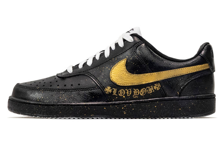 Nike Nike Court Vision 1 Dark Night Gilded Leather Cushioning Low top Skateboard Shoes Unisex Black Gold