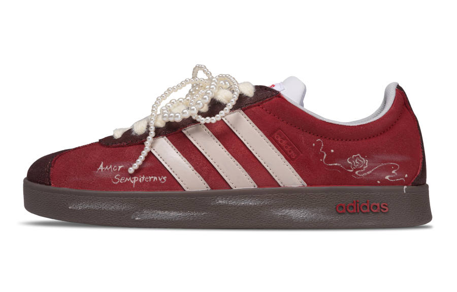 Adidas Adidas VL COURT 2.0 Lifestyle Winter Waltz Lightweight Coverage Low top Skateboard Shoes Unisex Dark Red