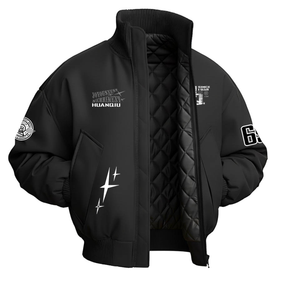 HUANQIU Puffer Jackets Unisex Stand Collar Thickened Puffer Jacket