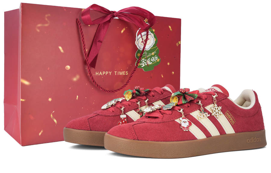 Adidas Adidas Vl Court Classic Christmas Bell Abrasion Resistant Low top Skateboard Shoes Unisex Red