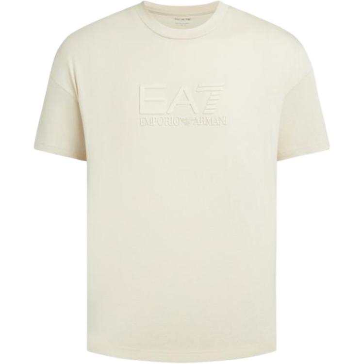 EMPORIO ARMANI T Shirts Men's Cream Crew Neck Moderate Straight Fit