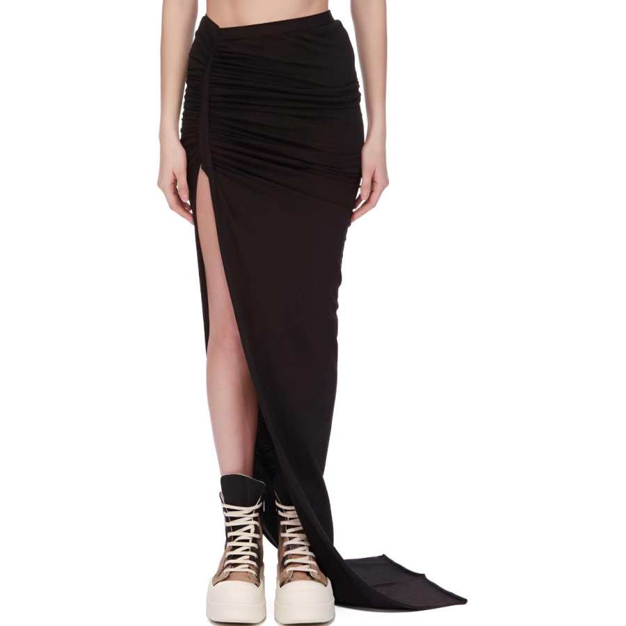 Rick Owens DRKSHDW Asymmetric Ruched Maxi Skirt