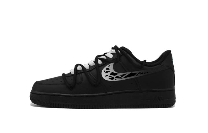 Nike Nike Air Force 1 Liquid Metal Abrasion Resistant Low top Skateboard Shoes Unisex Black White