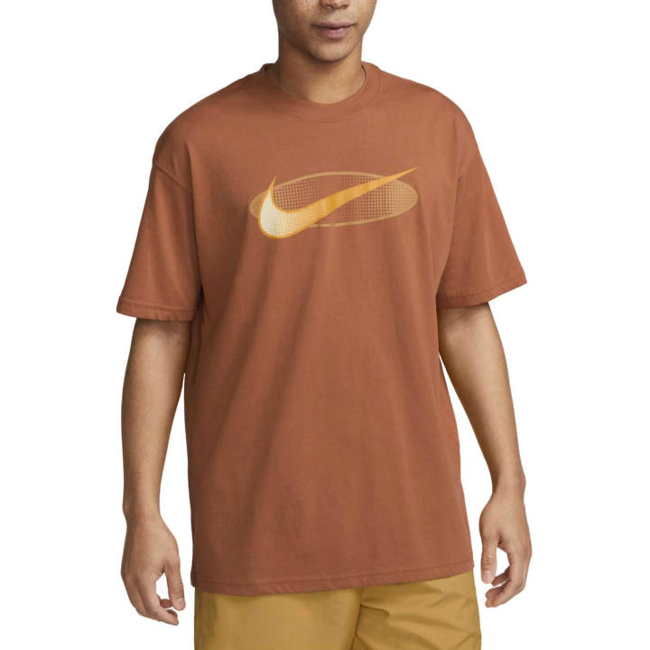 Nike Nike Sportswear T Shirts Men's Dark Reddish Umber Crew Neck Moderate