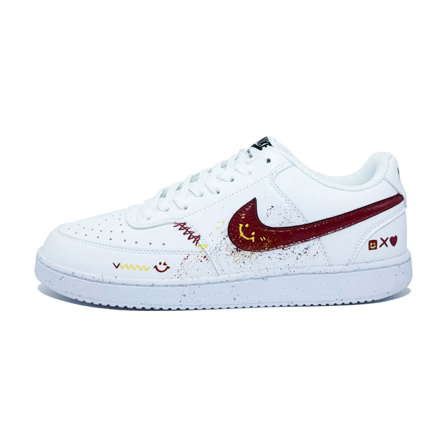 Nike Nike Court Vision 1 Red Forbidden Zone Cushioning, Wear Resistant Low top Skateboard Shoes Men's Dazzling Color