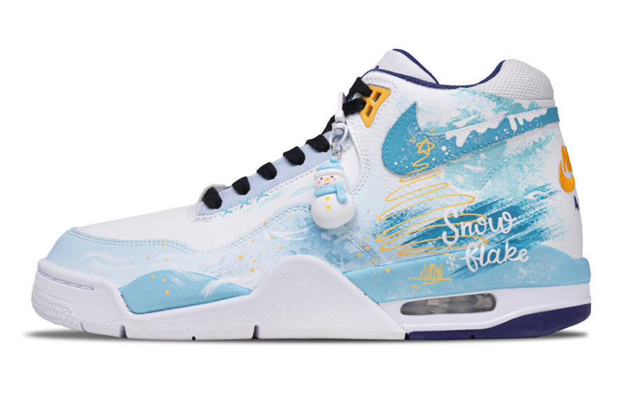 Nike Nike Flight Legacy Winter Warm Sun Abrasion Resistant Mid top Vintage Basketball Shoes Men's White Blue