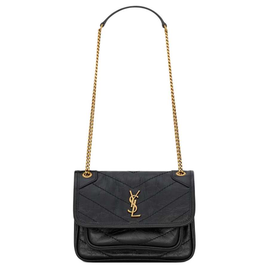 SAINT LAURENT Niki Cow Leather Shoulder Bag Small Women's Black
