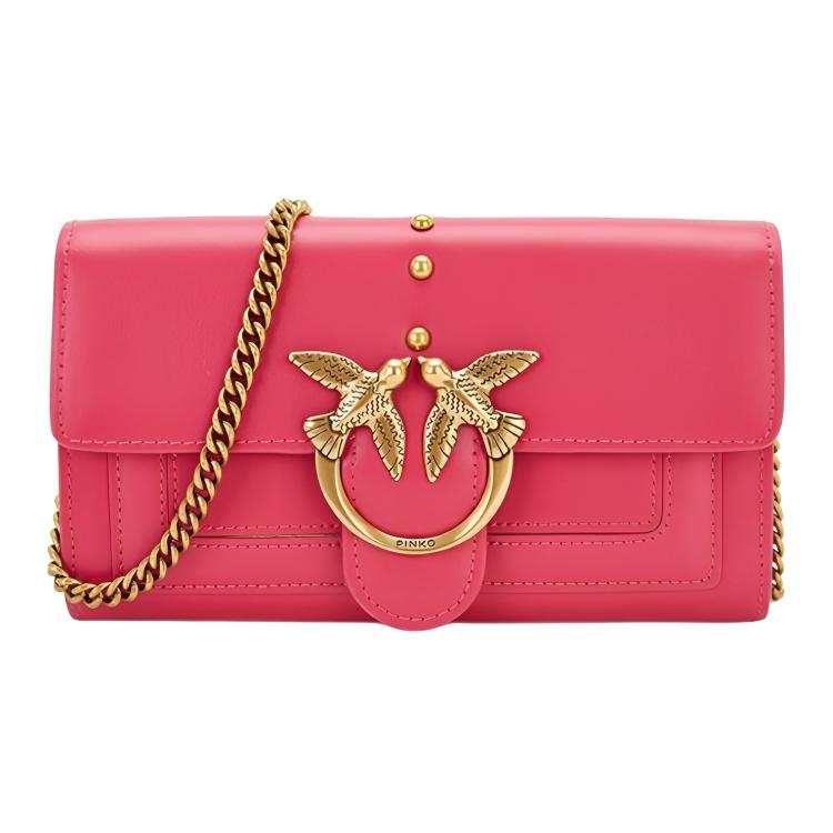 PINKO Cow Leather Crossbody Bags Mini Women's Rose Red