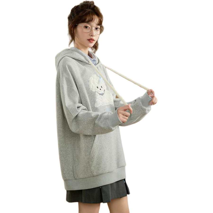 Tonlion Sweatshirts Women's Light Heather Gray Hooded Moderate Regular