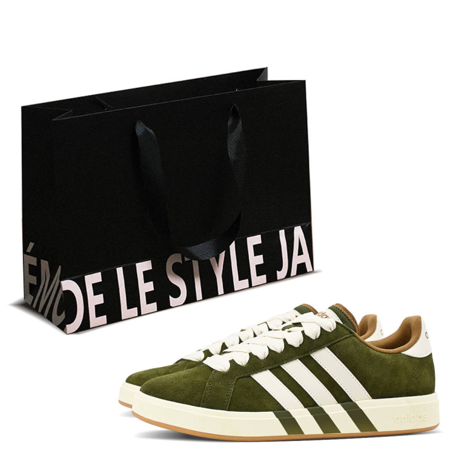 Adidas Adidas Grand Court Base 00s Matcha Raw Chocolate, Shopping Bag Included Abrasion Resistant Low top Skateboard Shoes