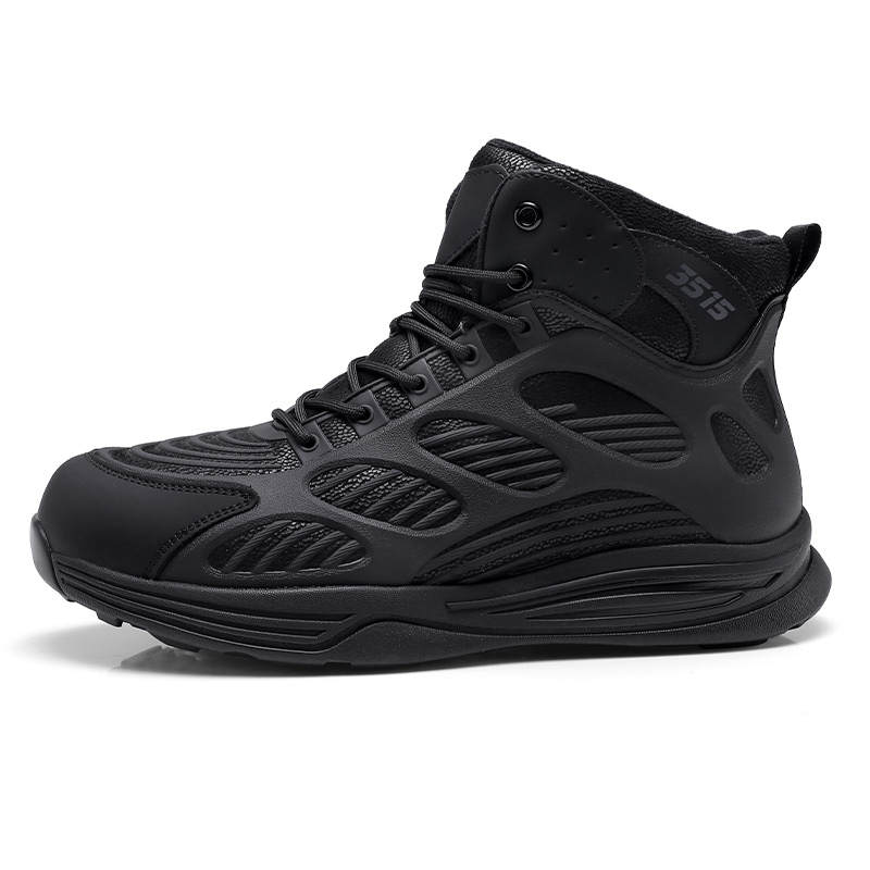 QIANGREN 3515 Thermal Fleece Lined High Top Training Hiking Boots Outdoor Boots Men's Black