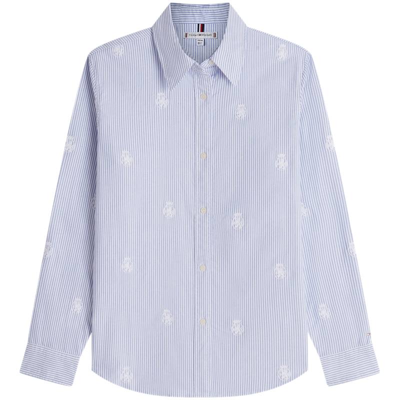 Tommy Hilfiger striped-pattern logo-embroidered shirt