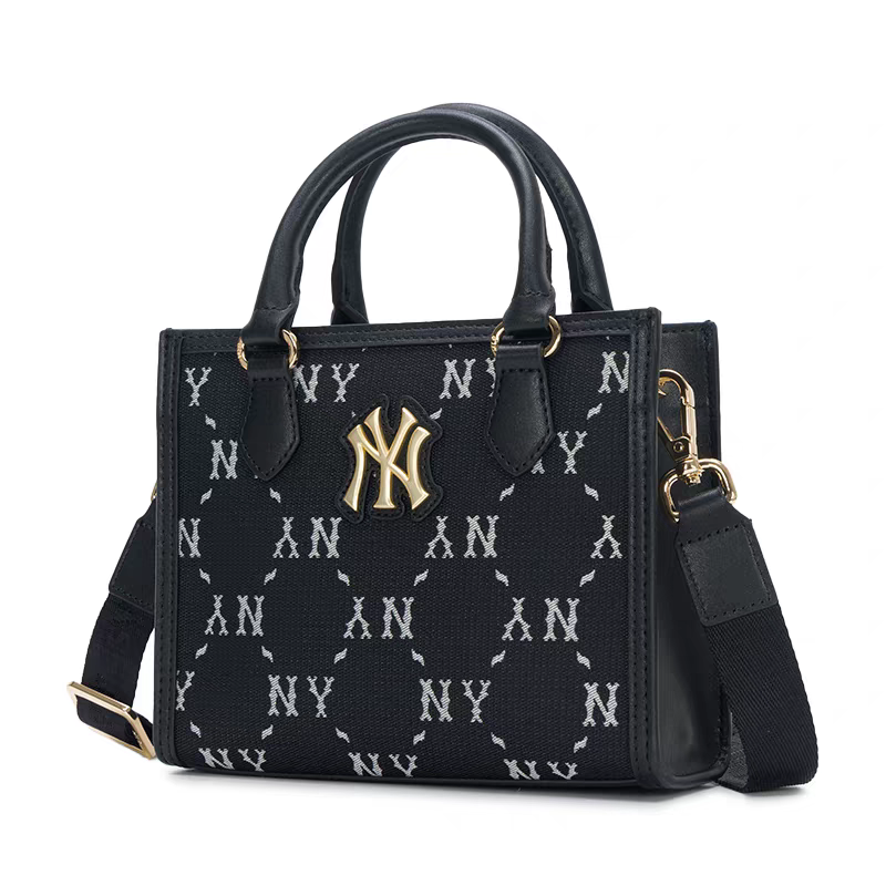 MLB MLB New York Yankees Monogram Polyester Crossbody Handbag Small Unisex Black