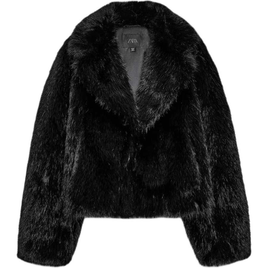 ZARA Velvet Jackets Women's Black Lapel Moderate