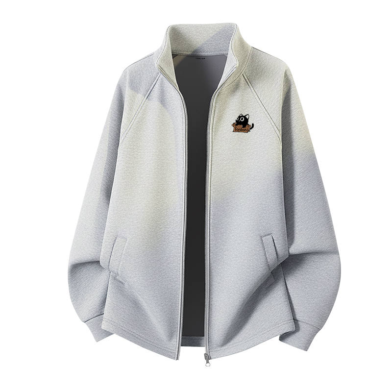 Tonlion Jackets Unisex Stand Collar Fleece Lined Multi Pocket Knitted