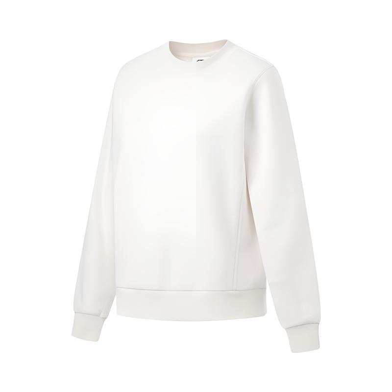 Li-Ning Li Ning Sweatshirts Women's Champagne White New Fleece Lined Crew Neck Moderate