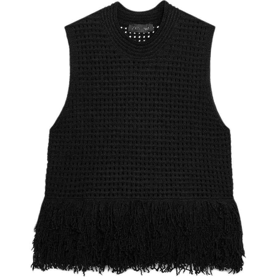ZARA Tank Tops Women's Black Crew Neck Other