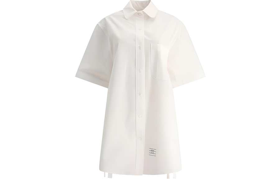 THOM BROWNE THOM BROWNE Logo Patch Button Up Shirt Dress