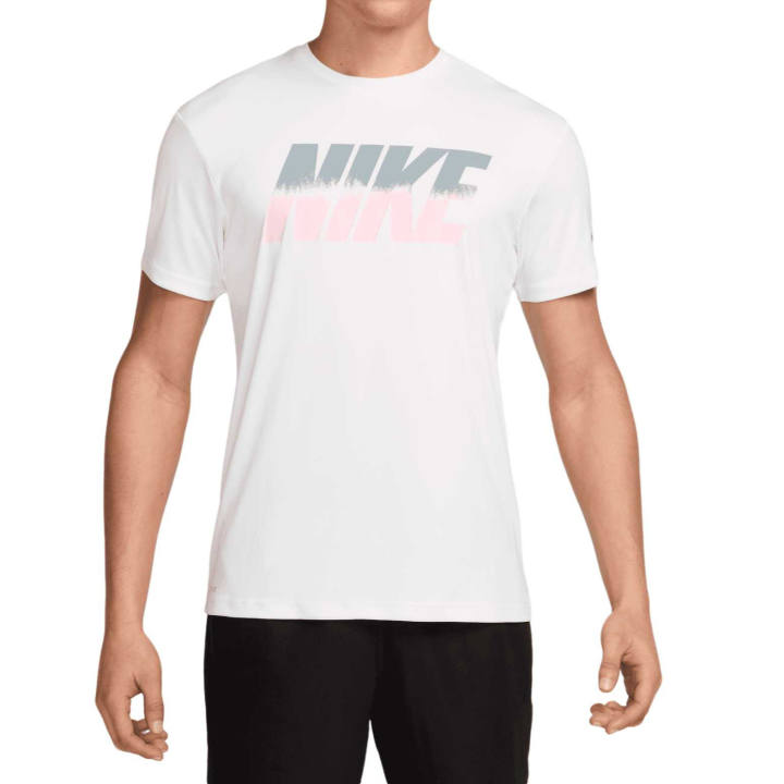 Nike Nike Dri Fit T Shirts Men's White/Cool Gray/Pink Foam/White Crew Neck Moderate
