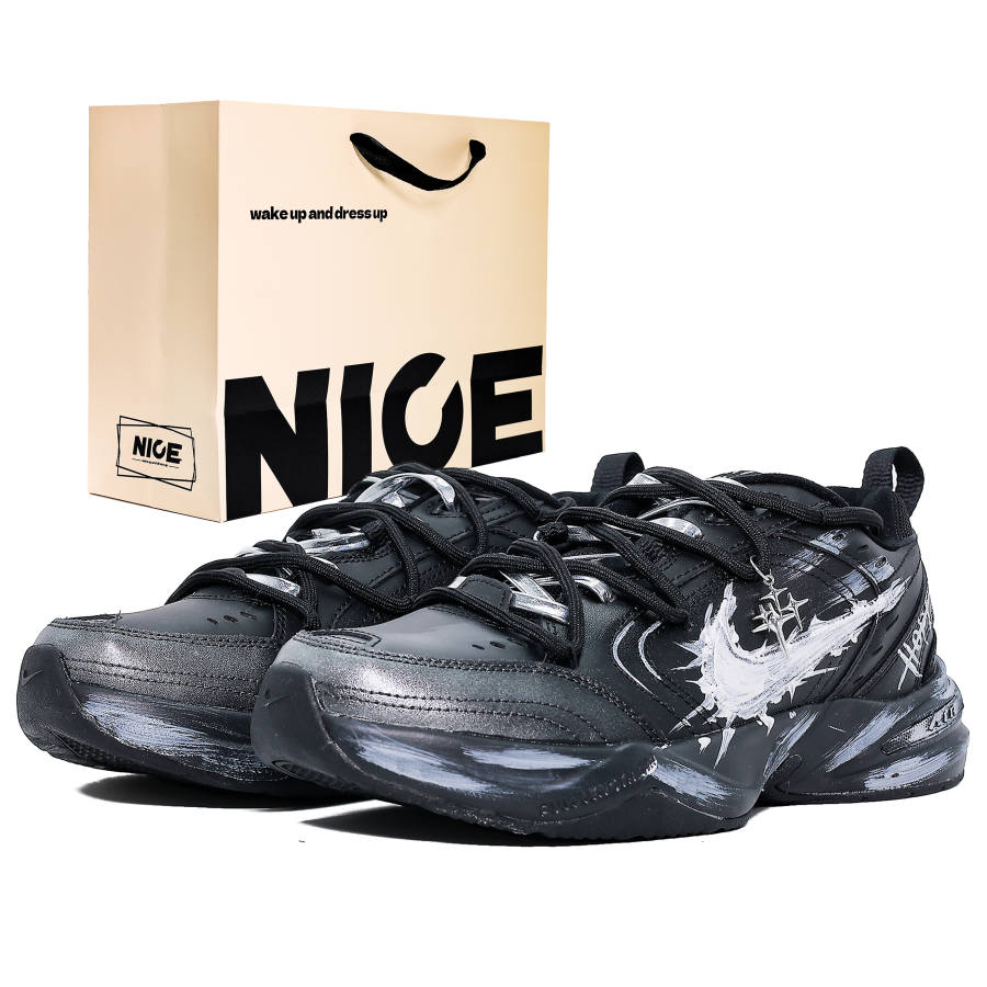 Nike Nike Air Monarch 4 Cushioning, Wear Resistant Low top Chunky Sneakers Unisex Gray White