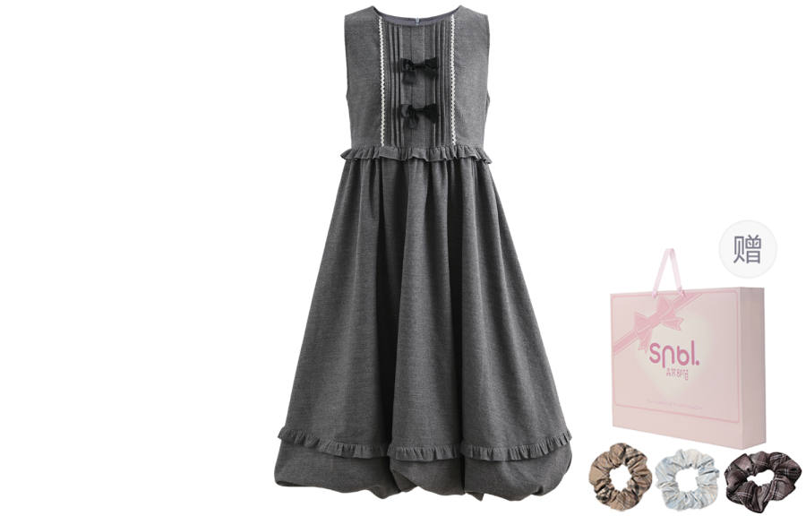 SNBL Sleeveless Dresses Women's Gray Crew Neck Moderate Mid Length