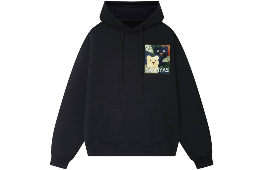 SANSYAS Sweatshirts Unisex Black Hooded Moderate Regular