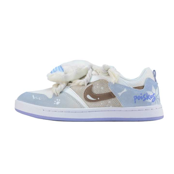 Nike Nike SB Alleyoop Fleece Snow Claw Fun Abrasion Resistant Low top Skateboard Shoes Women's White Blue Brown