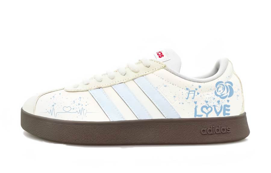 Adidas Adidas VL COURT 2.0 Blue Stripe Abrasion Resistant Lightweight Wear resistant And Lightweight Low top Skateboard Shoes