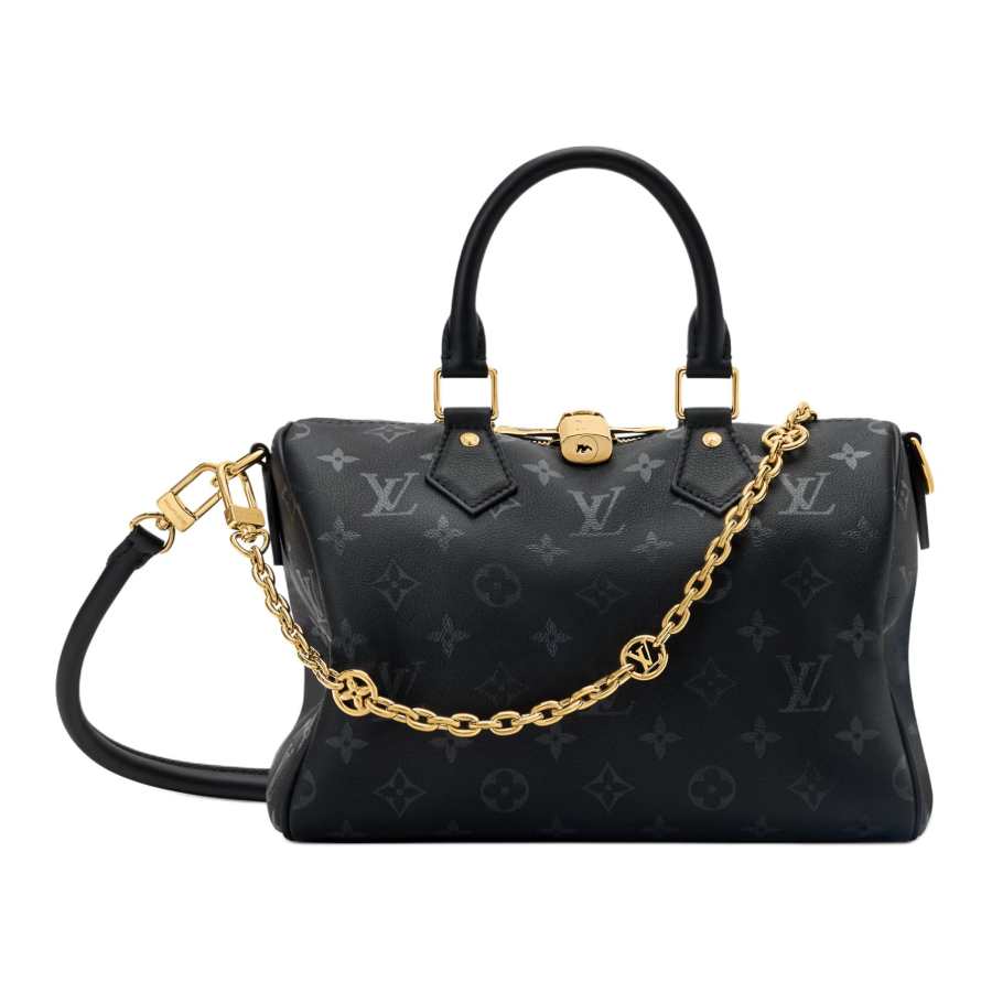 LOUIS VUITTON Speedy Calfskin Shoulder Bag, Crossbody Bag, Handbag Unisex Black