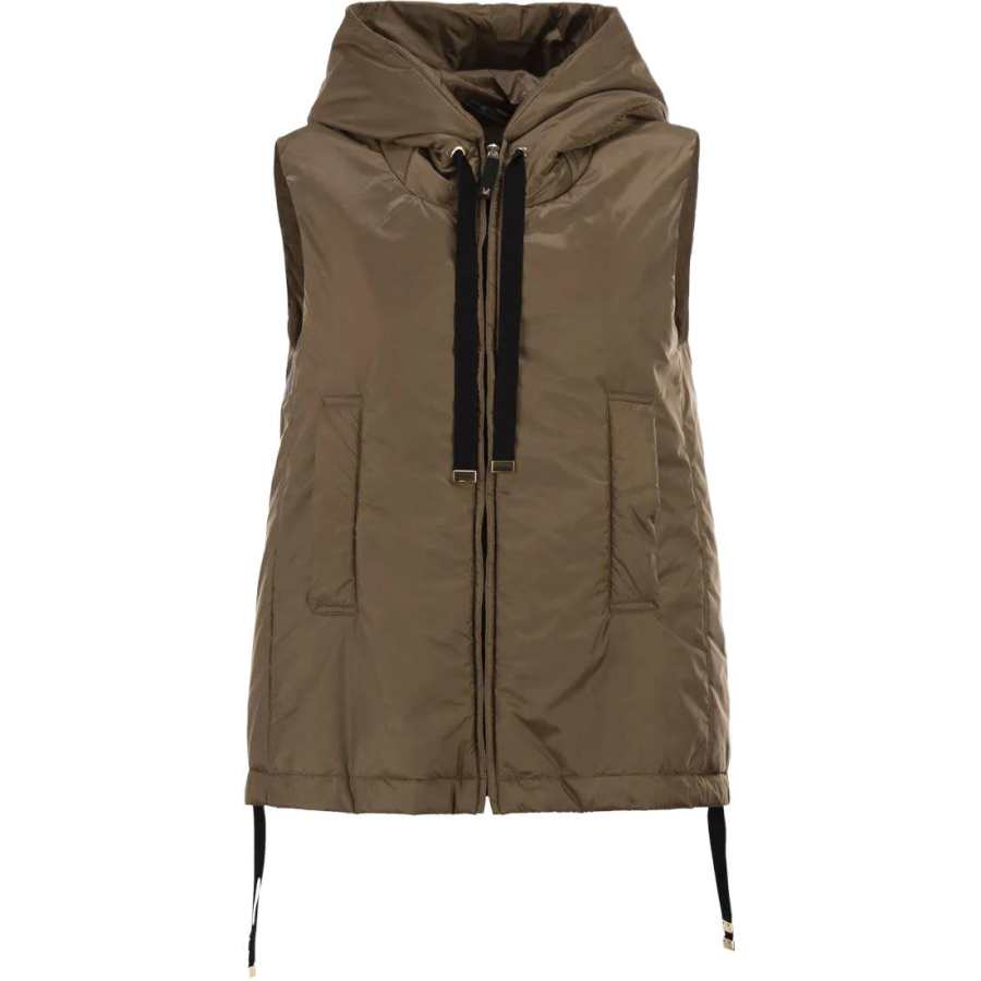 MaxMara The Cube Vests Women's Brown Hooded Non Detachable Moderate Straight Fit