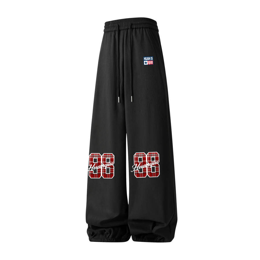 HUANQIU Casual Pants Unisex Thickened And Fleece Lined Straight Fit Pants