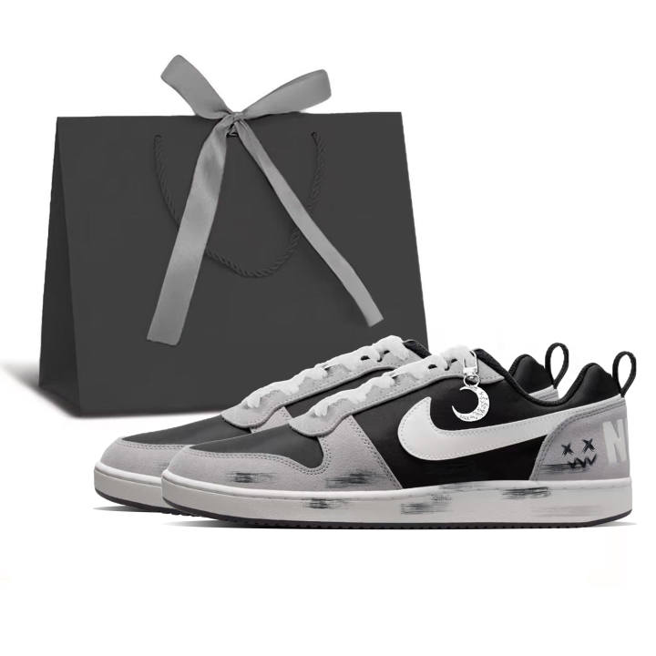 Nike Nike Court Borough Shadow Gray, Panda Thermal Cushioning Lightweight Low top Skateboard Shoes Men's Black Gray