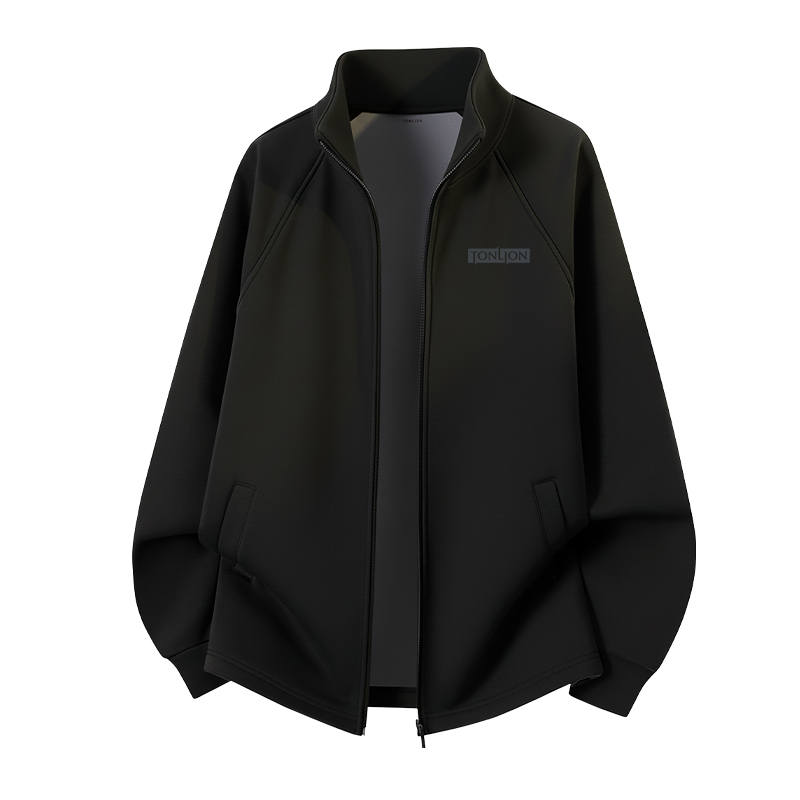 Tonlion Jackets Unisex Stand Collar Fleece Lined Multi Pocket Knitted