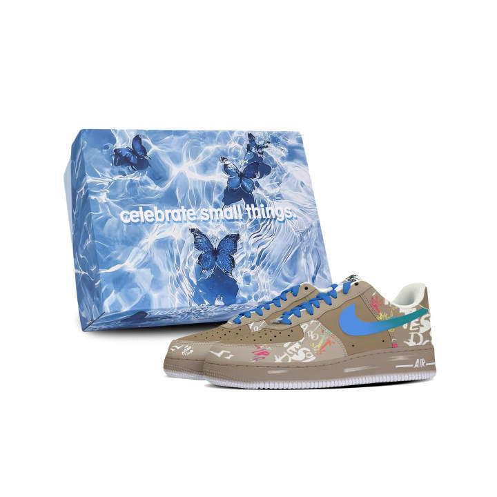 Nike Nike Air Force 1 Cushioning Lightweight Breathable Low top Skateboard Shoes Men's Blue Gray