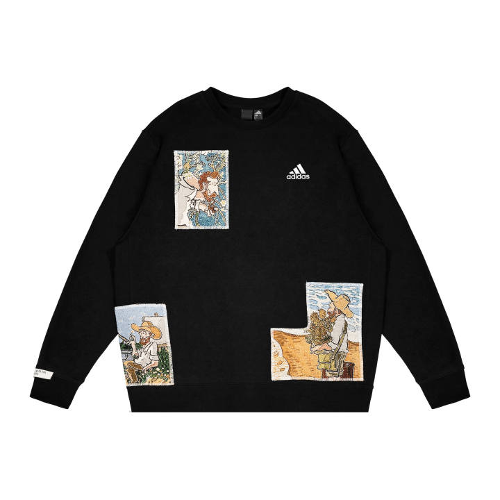 Adidas Adidas LABEL Sweatshirts Unisex Black Crew Neck Moderate Regular