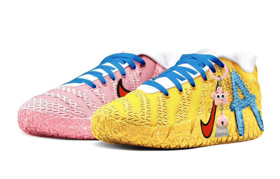 Nike Nike Ja Morant 3 Pink Yellow Mismatched Abrasion Resistant Low top Basketball Shoes Unisex Yellow Pink