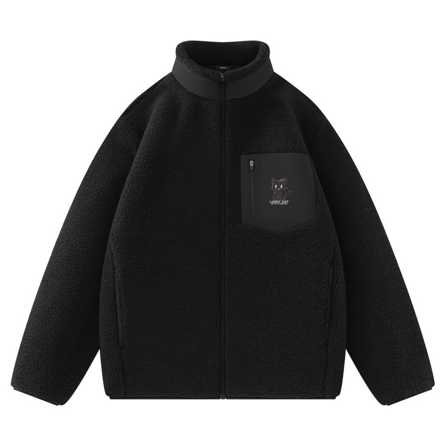 MINISO Velvet Jackets Unisex Stand Collar Thickened And Fleece Lined