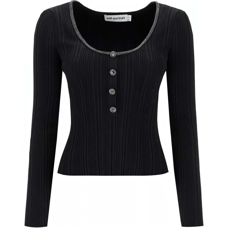 Self-portrait Self portrait Diamanté embellished Knitted Top