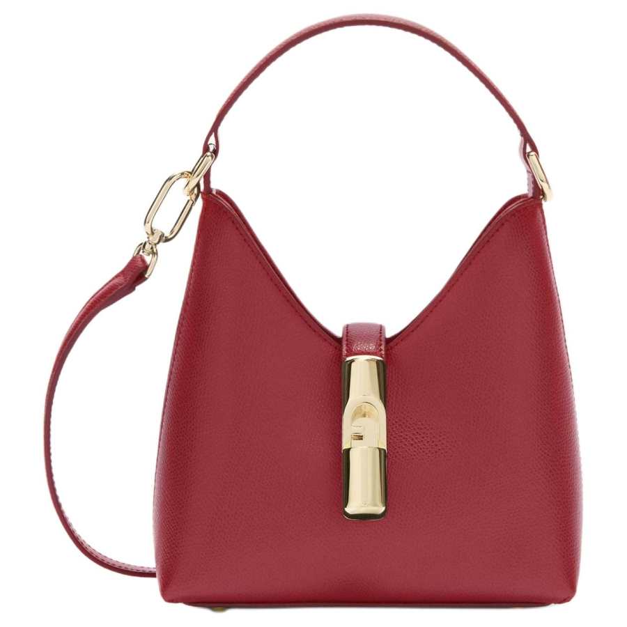 Furla Textured Leather One Shoulder Handbag Mini Women's Cherry Red