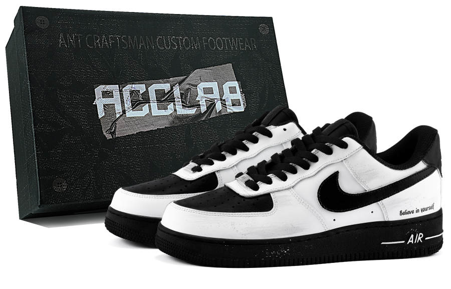 Nike Nike Air Force 1 07 Lightweight Height Increasing Low top Skateboard Shoes Men's Black White Gray