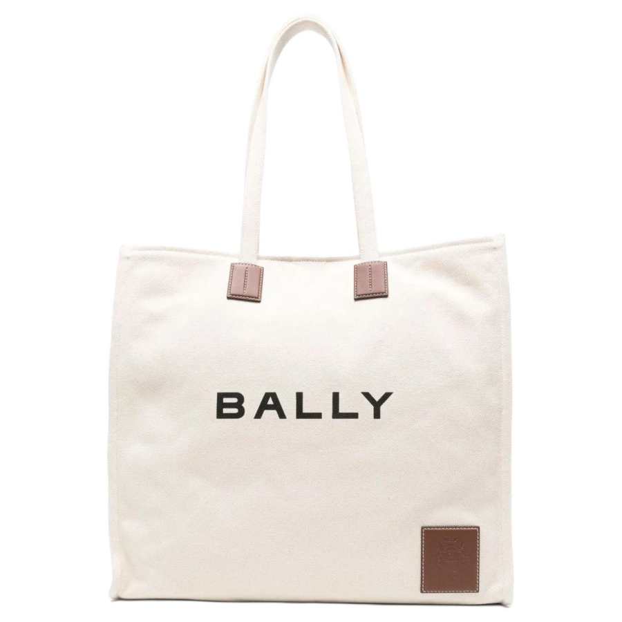 BALLY Cotton Tote Bag, Shopping Bag, Shoulder Bag Women's White