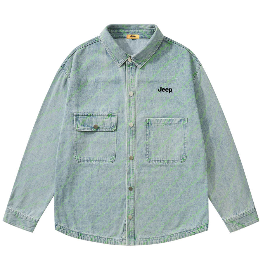 Jeep Jeep Denim Jackets Unisex Green Moderate